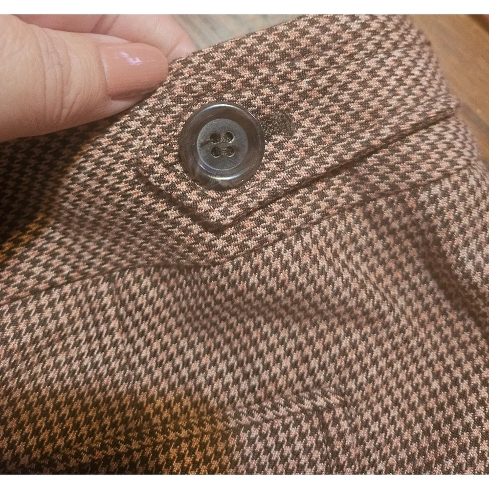 The Limited Brown Microcheck Straight-Leg Trousers